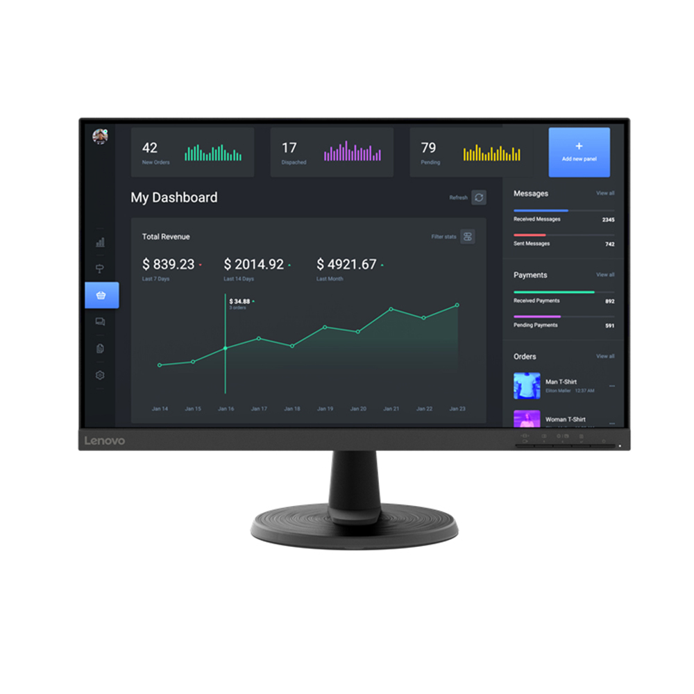 Lenovo D24-40 23.8" Full HD VA WLED 75Hz 4ms AMD FreeSync Monitor - Raven Black