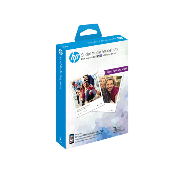 HP W2G60A - Social Media Snapshots 25s 10x13cm, Soft Glossy, Removable Adhesive