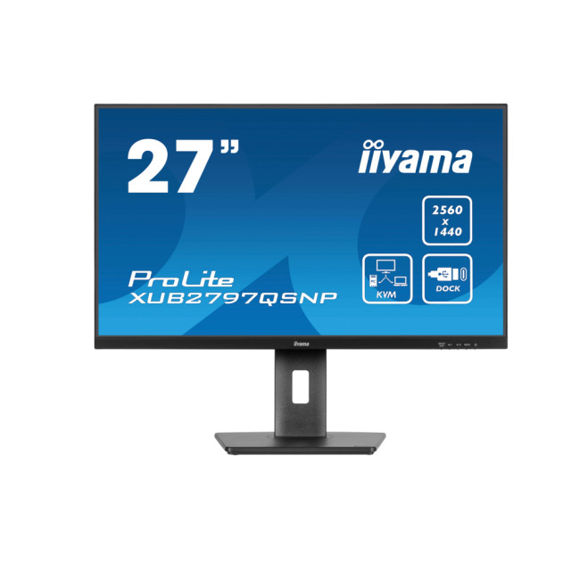 iiyama Prolite XUB2797QSNP-B1 27" IPS QHD USB-C 96W RJ45 Height Adjustable Docking Monitor