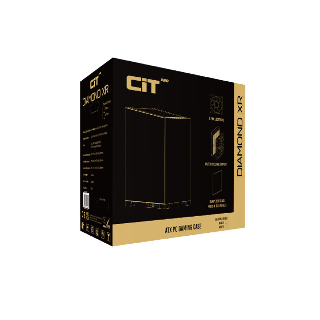 CiT Pro Diamond XR Tempered Glass Mid Tower Gaming PC Case - White