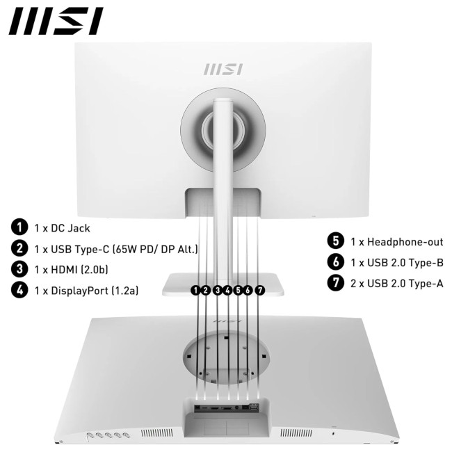MSI Modern MD272QXPW 27" IPS Quad HD 100Hz 1ms USB-C Height Adjustable Monitor