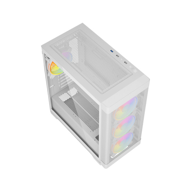 Vida Zephyr V2 Micro-ATX ARGB Tempered Glass Gaming PC Case - White