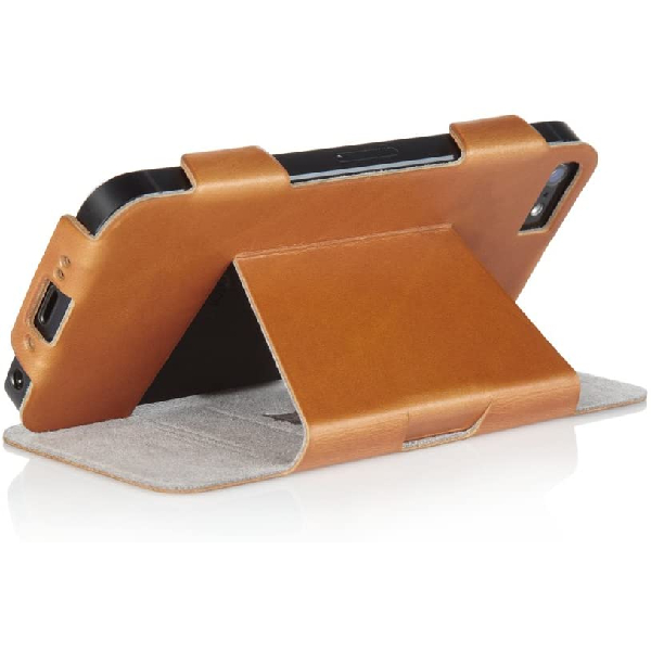 Pipetto Skinny Folio Leather Wallet Case for iPhone 5/5S Access to All Ports Tan