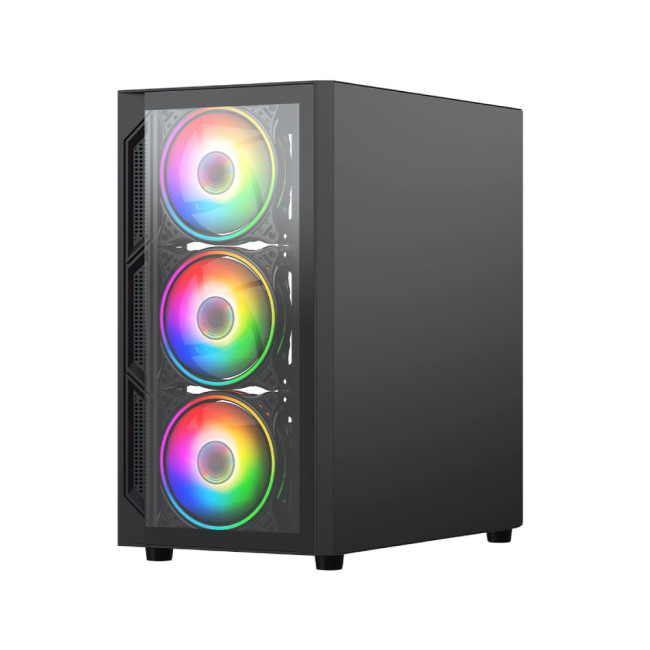 Vida Lucid Micro-ATX Tower Tempered Glass Gaming PC Case - Black