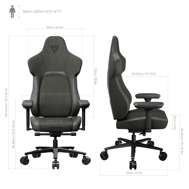 ThunderX3 CORE Fabric Gaming Chair - Black