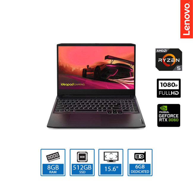 Lenovo IdeaPad Gaming 3 AMD Ryzen 5 5600H 8GB RAM 512GB SSD NVIDIA RTX 3060 15.6" FHD IPS 165Hz Windows 11 Home Laptop