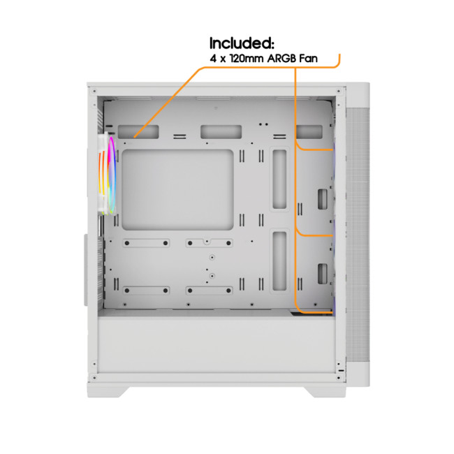 Vida Zephyr V2 Micro-ATX ARGB Tempered Glass Gaming PC Case - White