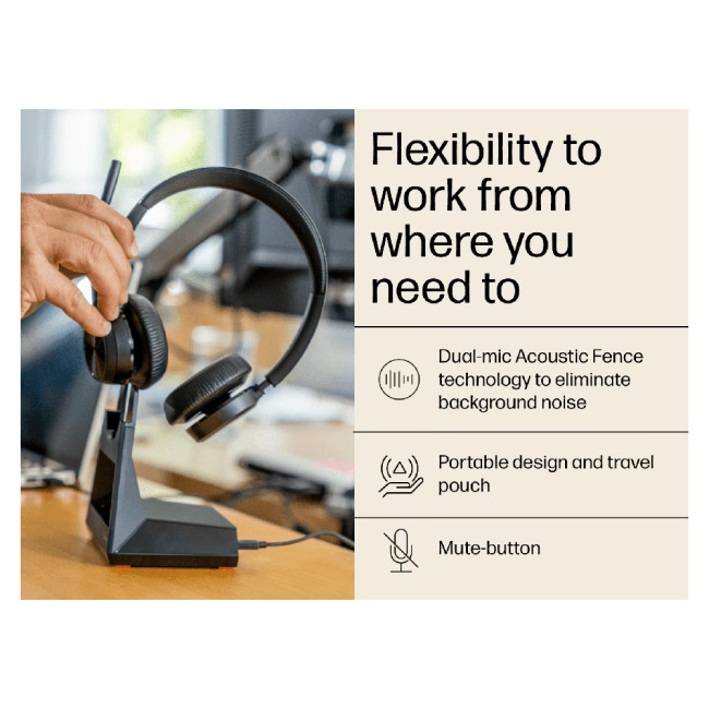 Poly Voyager 4320 Wireless USB-A Stereo Headset - Black