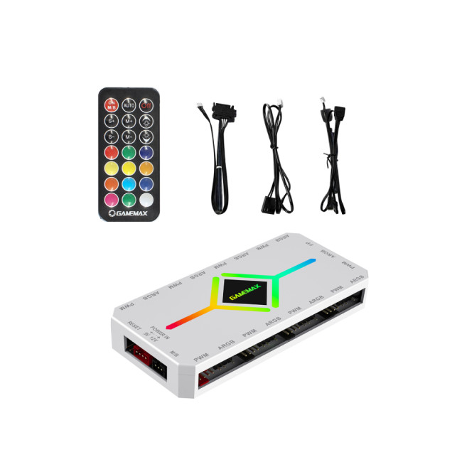 GameMax Hype ATX RGB Tempered Glass Mid Tower Gaming PC Case - White