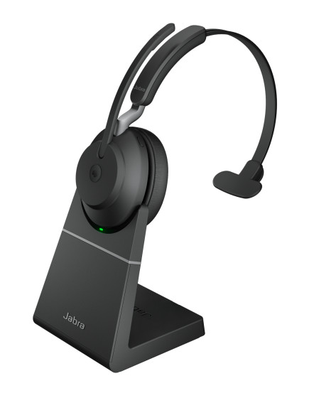 Jabra Evolve2 65 MS Mono Wireless On-Ear headset - with Charging Stand - Black