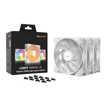 be quiet! Light Wings LX High Speed 120mm ARGB PWM Case Fan - White Triple Pack
