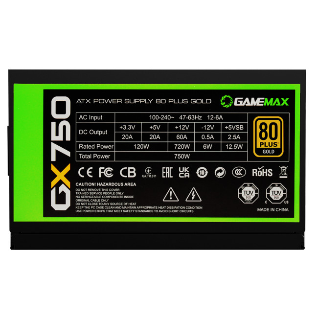 GameMax GX750W Modular 80 Plus Gold Black Power Supply
