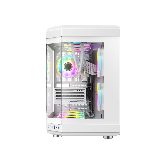 GameMax Hype ATX RGB Tempered Glass Mid Tower Gaming PC Case - White
