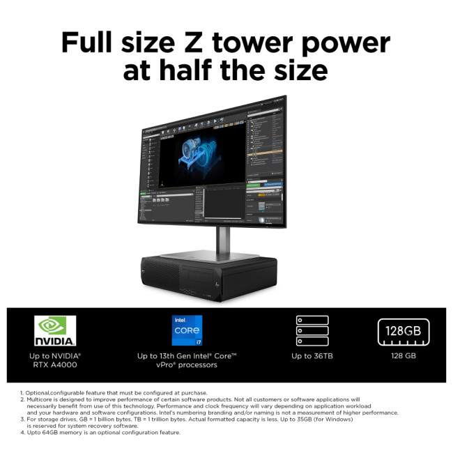 Refurbished HP Workstation Z2 G9 Intel Core i7 14th Gen 16GB RAM 512GB SSD Quadro T1000 Windows 11 Pro SFF Desktop PC