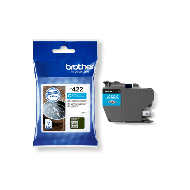 Brother LC422C Cyan 550 Pages Yield Ink Cartridge