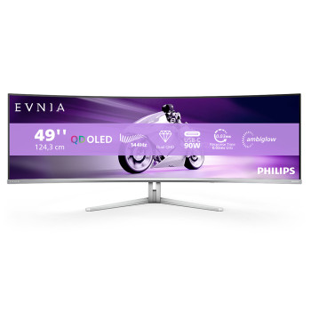 Philips Evnia 8000 49M2C8900L 48.9" Dual Quad HD QD-OLED 144Hz 0.03ms USB-C Height Adjustable Ultrawide Curved Gaming Monitor with Speakers
