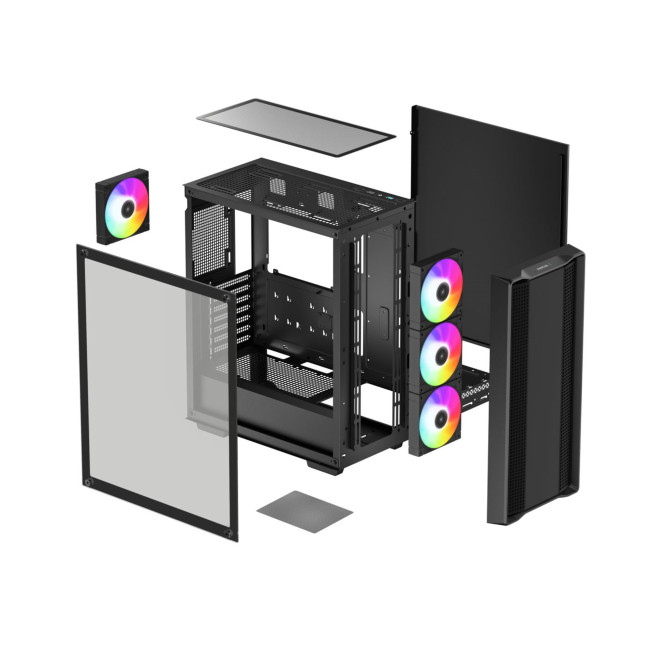 DeepCool CC560 ARGB V2 Mid Tower ATX Gaming PC Case with 4 x RGB Fans - Black