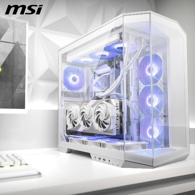 MSI MAG PANO 100R PZ Mid Tower Tempered Glass ATX Gaming PC Case - White