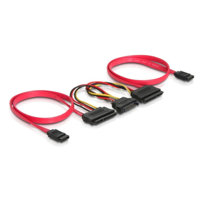 Delock 84356 SATA All-in-One 22pin Cable for 2x HDD, 7pin 2x + 15pin Power