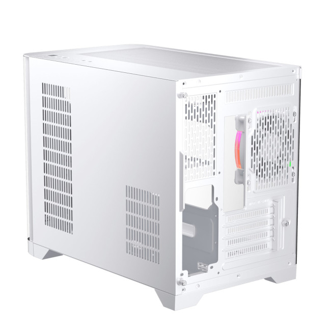 1st Player UV6 Tempered Glass Micro ATX Gaming Case - White with 3 RGB Fans