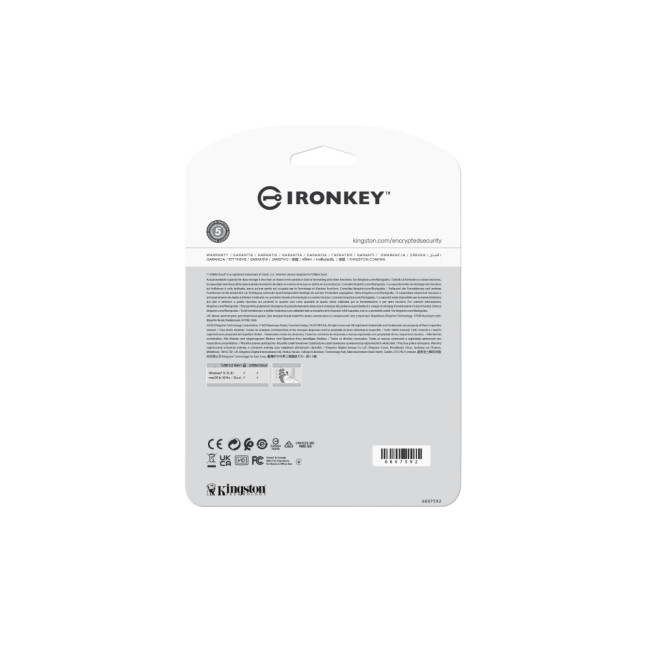 USB Stick Kingston Technology IronKey Locker+ 50 USB flash drive 128GB USB 3.2 Flash Drive - Silver