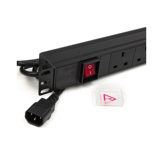Generic PDU6HC14 6-Way UK Horizontal 1U Power Distribution Unit (PDU) - Black