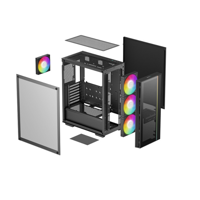 DeepCool 55 V4 C ATX Tempared Glass Mid Tower PC Case - Black