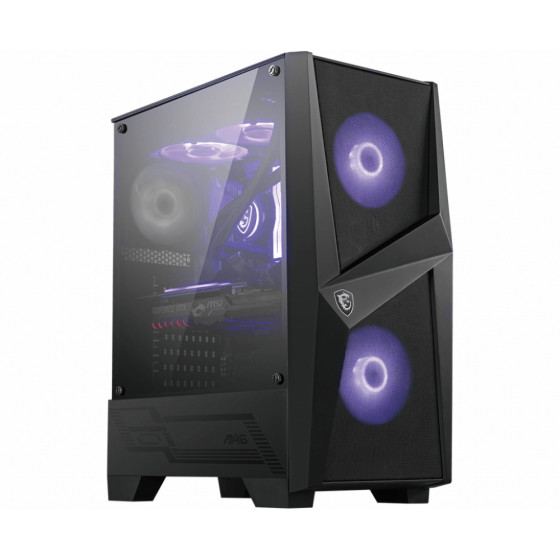 MSI MAG FORGE 100M Mid Tower Gaming Computer Case 'Black, 2x 120mm RGB PWM Fan