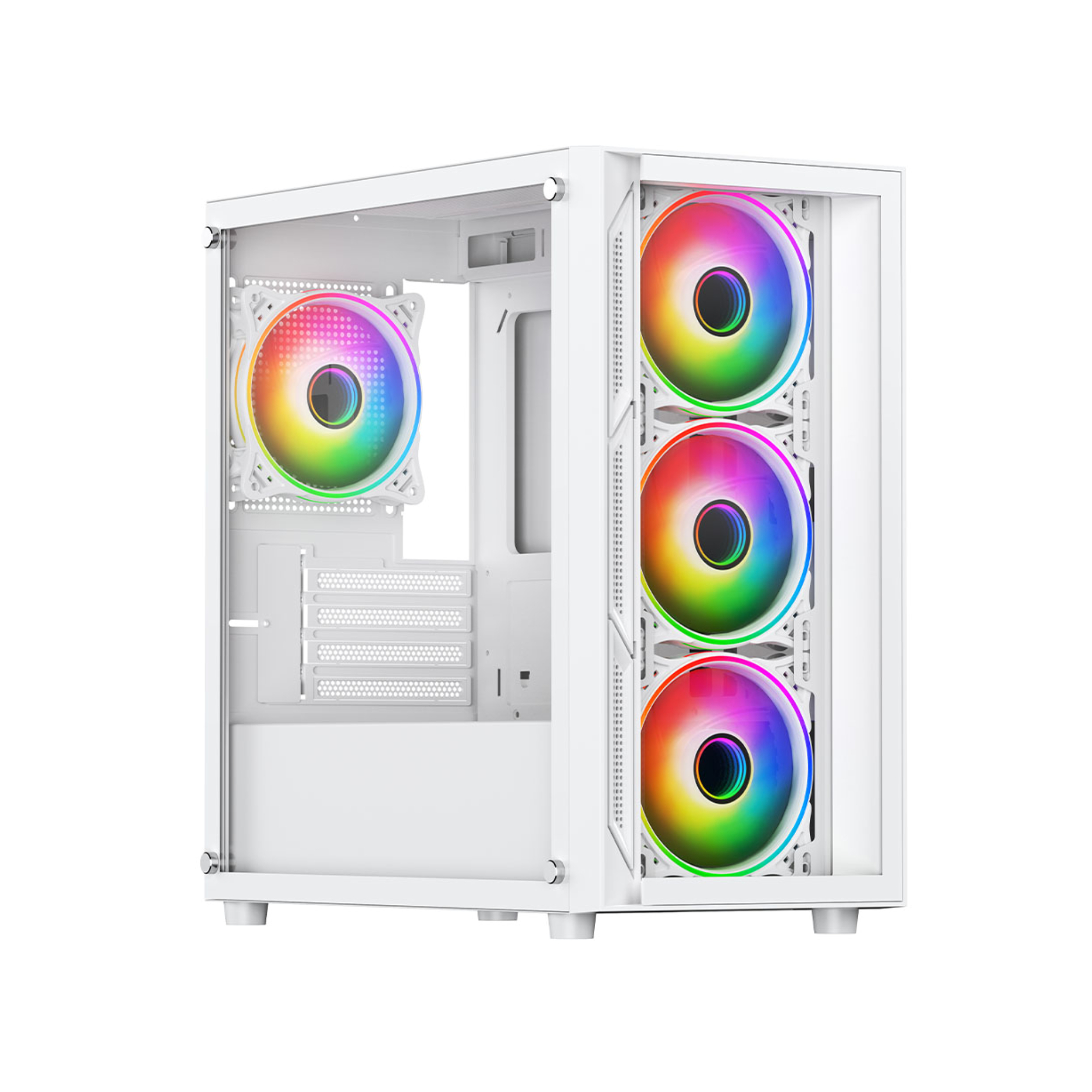 Vida White Lucid Micro-Atx Tower Tempered Glass Gaming Pc Case