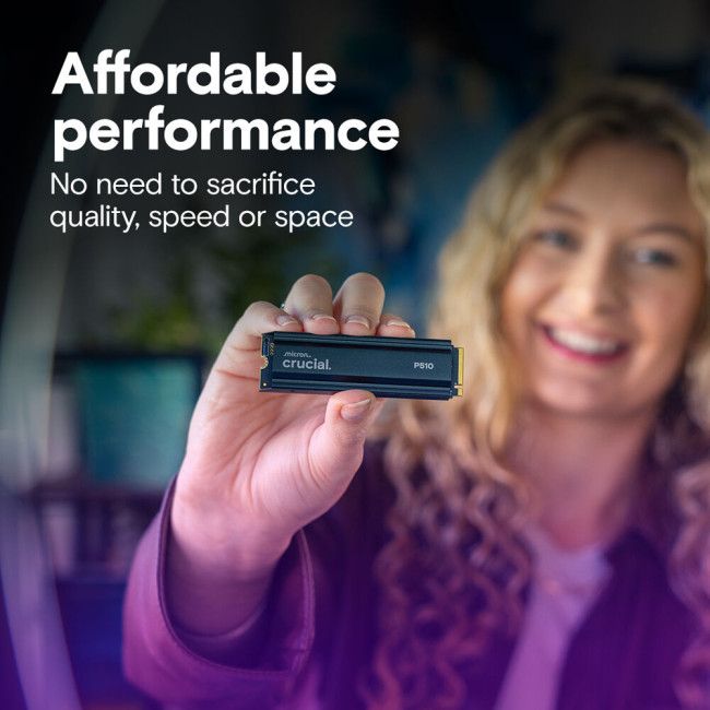 Crucial P510 1TB M.2 2280 NVMe PCIe 5.0 SSD with heatsink