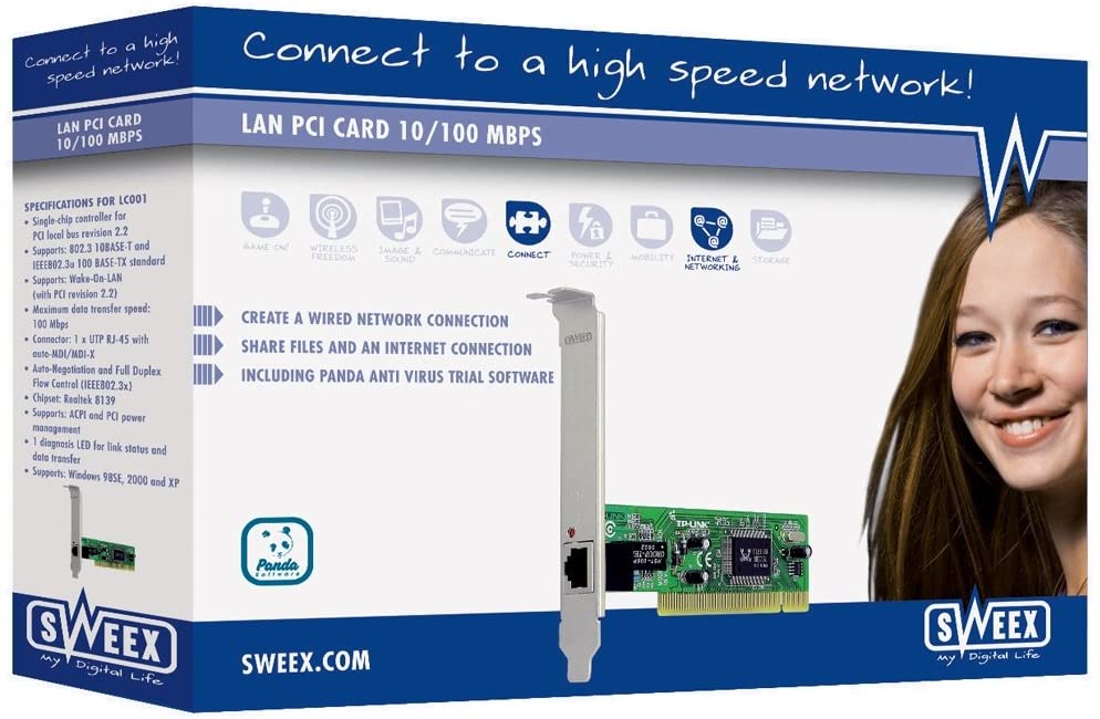 Sweex LC001 LAN Network PCI Card 32-bit PCI 2.2  10/100 Mbps