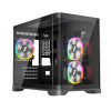 1st Player UV6 Tempered Glass Micro ATX Gaming Case - Black with 3 RGB Fans