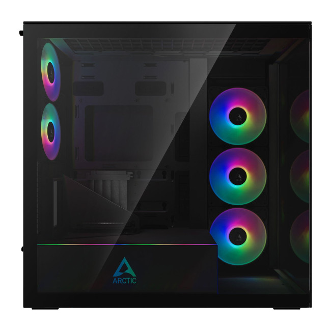 Arctic Xtender ARGB Mirror Tempered Glass w/ Vertical Mount Mid Tower PC Case - Black