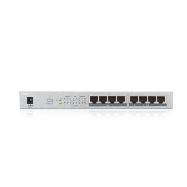 Zyxel GS1008HP-GB0101F 16 Gbit/s Unmanaged 8 x Gigabit Ethernet RJ45 Network Switch