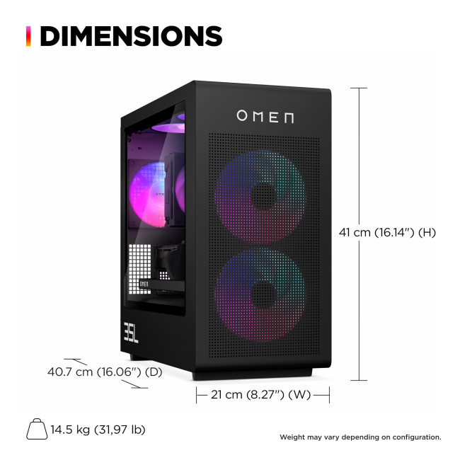 HP OMEN 35L Intel Core Ultra 7 265K 32GB RAM 1TB SSD + 1TB HDD NVIDIA GeForce RTX 5070 Ti Win 11 Home Gaming Tower PC