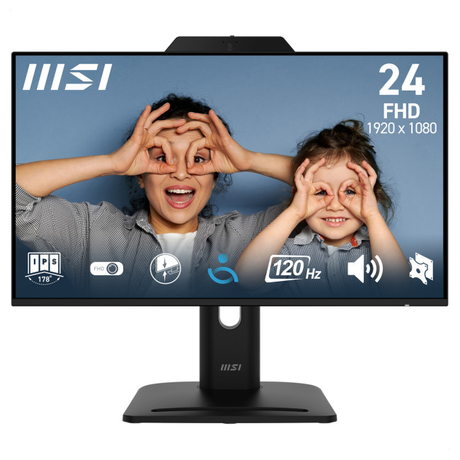 MSI PRO MP242PMG 24" IPS Full HD 120Hz Webcam Height Adjustable Monitor with Speakers