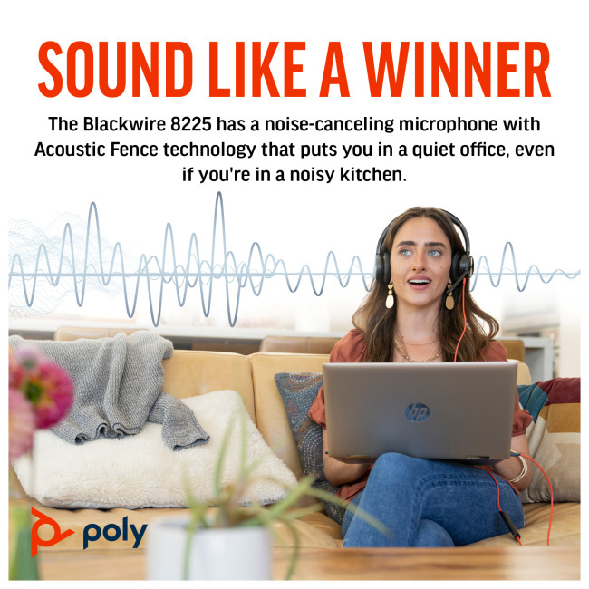 Poly Blackwire 8225 Stereo Microsoft Teams Certified USB-C USB-A Wired Headset