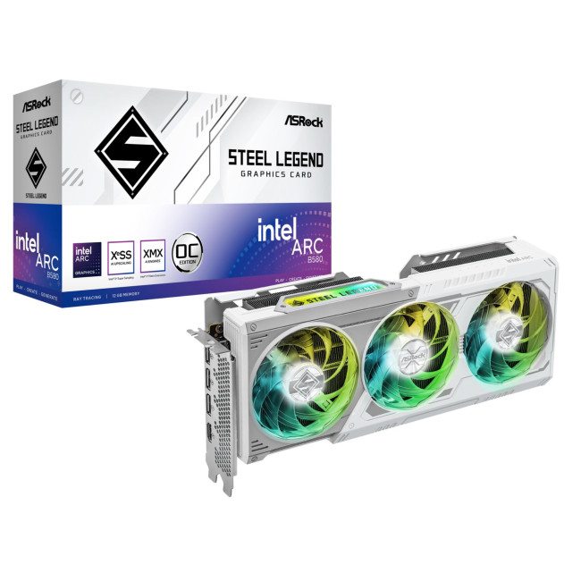 Asrock Intel Arc B580 Steel Legend 12GB OC Graphics Card - White
