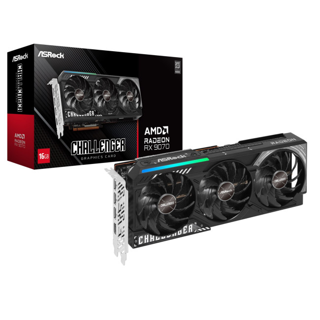 Asrock Radeon RX 9070 Challenger 16GB GDDR6 Graphics Card - Black
