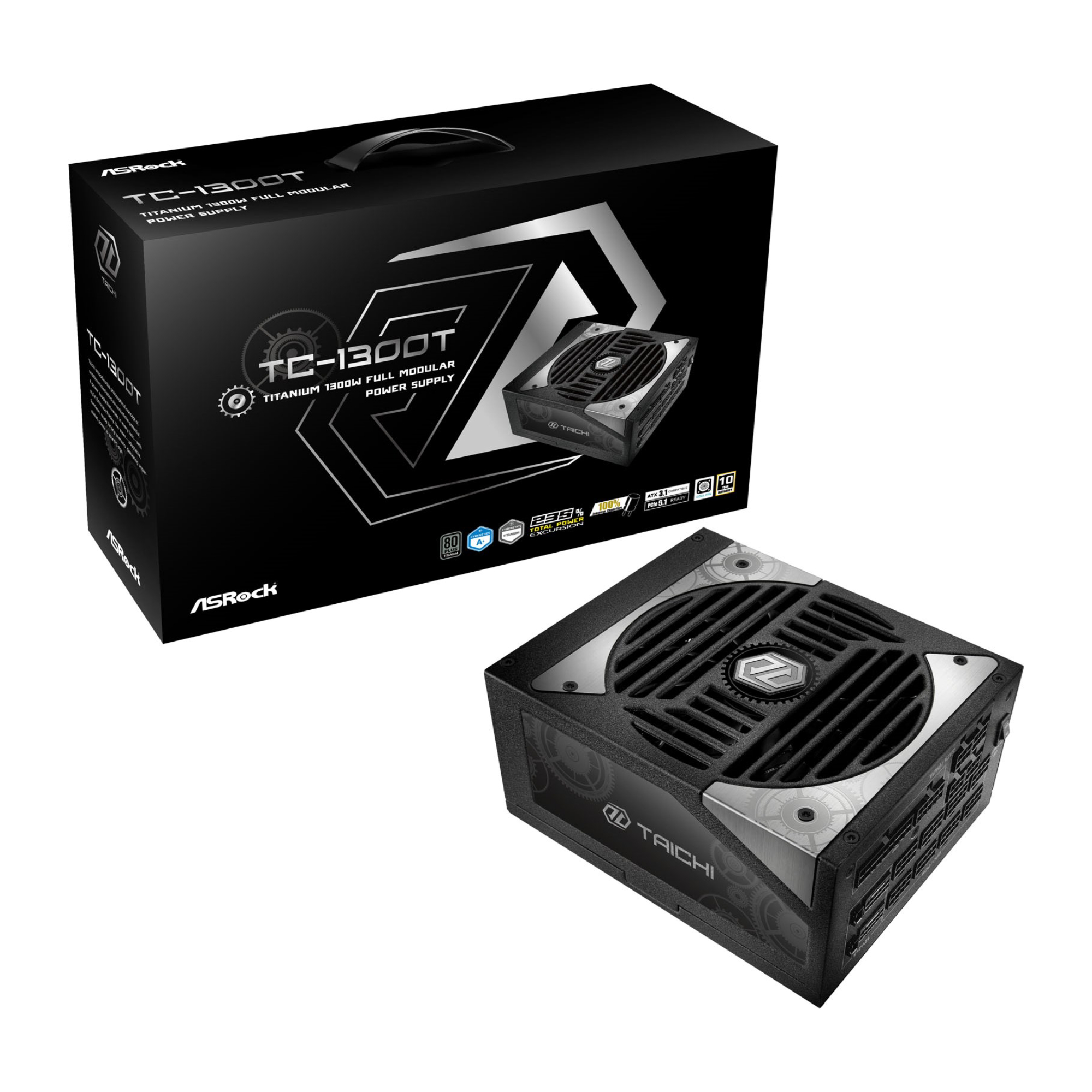 Asrock Black Taichi 1300T 1300W Atx 3.1 80 Plus Titanium Psu Power Supply