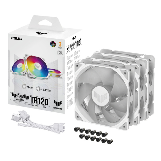 ASUS TUF Gaming TR120 ARGB Case Fan Triple Pack - White 3-Pack
