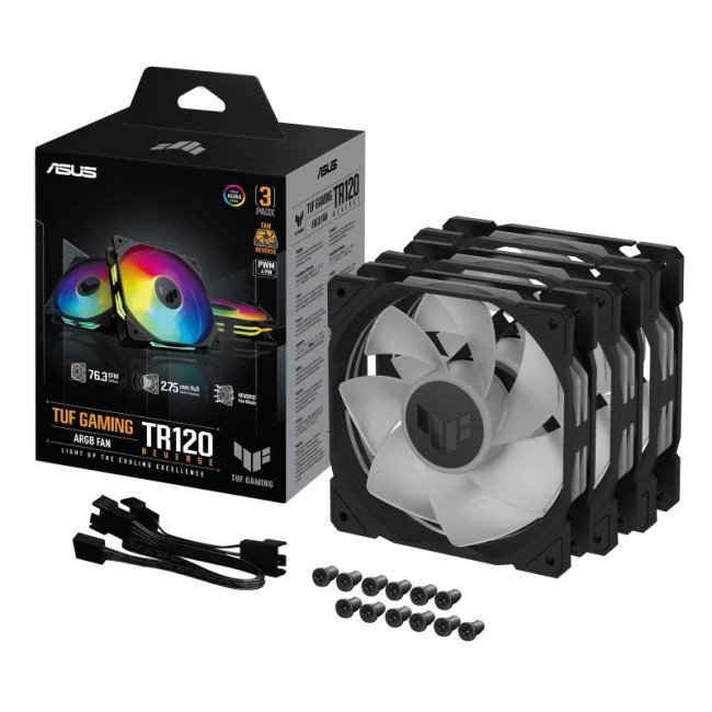 ASUS TUF Gaming TR120 ARGB Reverse Case Fan - Black 3-Pack