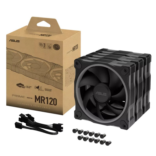 ASUS Prime MR120 ARGB 120mm PC Fan Triple Pack - Black