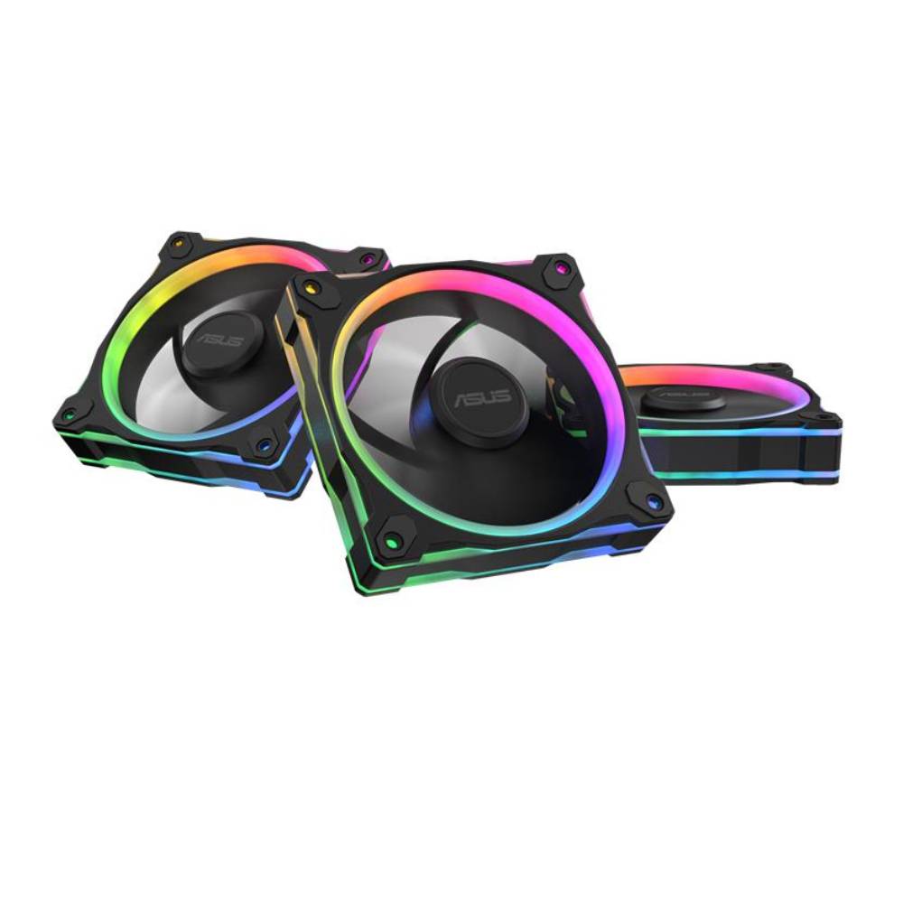 Refurbished ASUS Prime MR120 ARGB 120mm Reverse PC Fan Triple Pack - Black