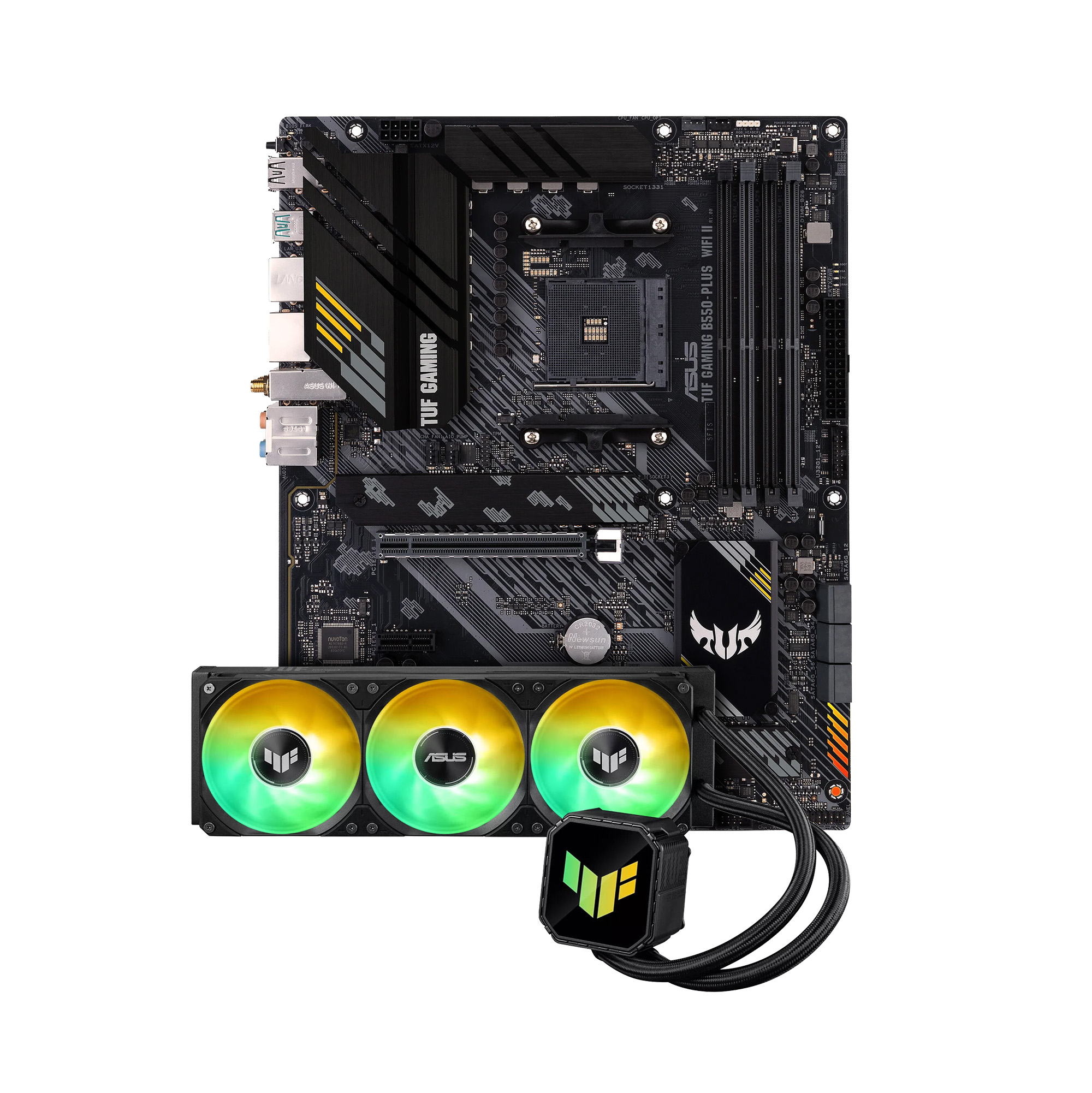 ASUS TUF GAMING B550-PLUS WIFI II DDR4 ATX Socket AM4 Motherboard + TUF GAMING LC III 360 ARGB AIO Cooler Bundle Pack