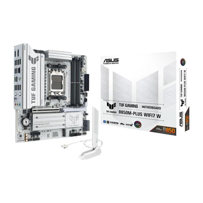 ASUS TUF GAMING B850M-PLUS WIFI7 W B850 Socket AM5 Micro-ATX Motherboard - White