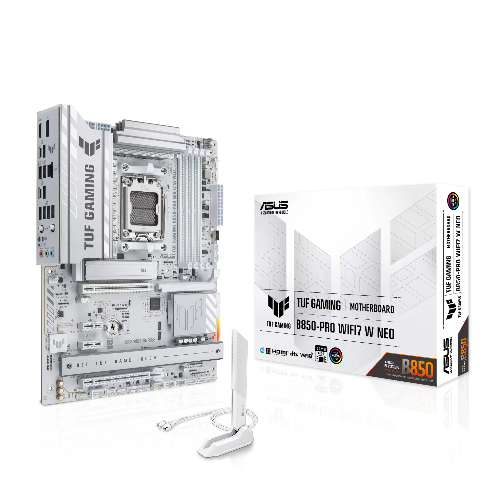 ASUS TUF GAMING B850-PRO WIFI7 W NEO DDR5 ATX Socket AM5 Motherboard - White