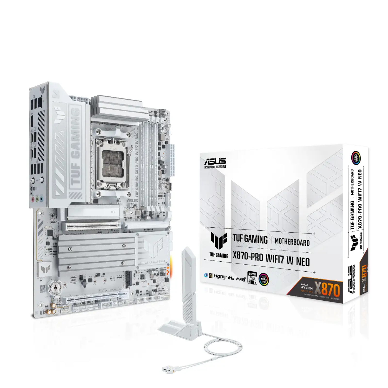 ASUS TUF GAMING X870-PRO WIFI7 W NEO DDR5 ATX Socket AM5 Motherboard - White