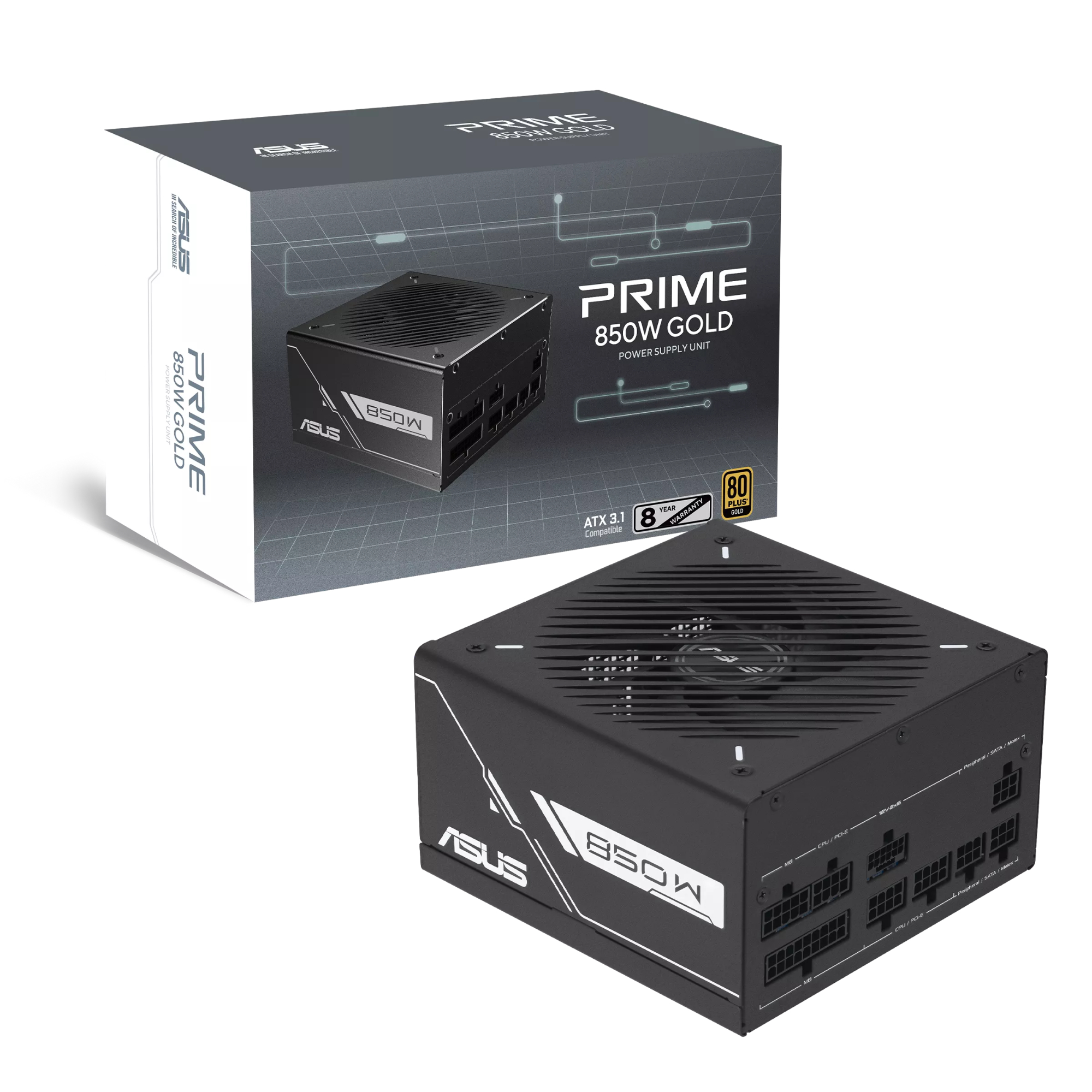 ASUS PRIME-850G Black Edition 850W ATX 3.1 80 PLUS Gold PSU Power Supply