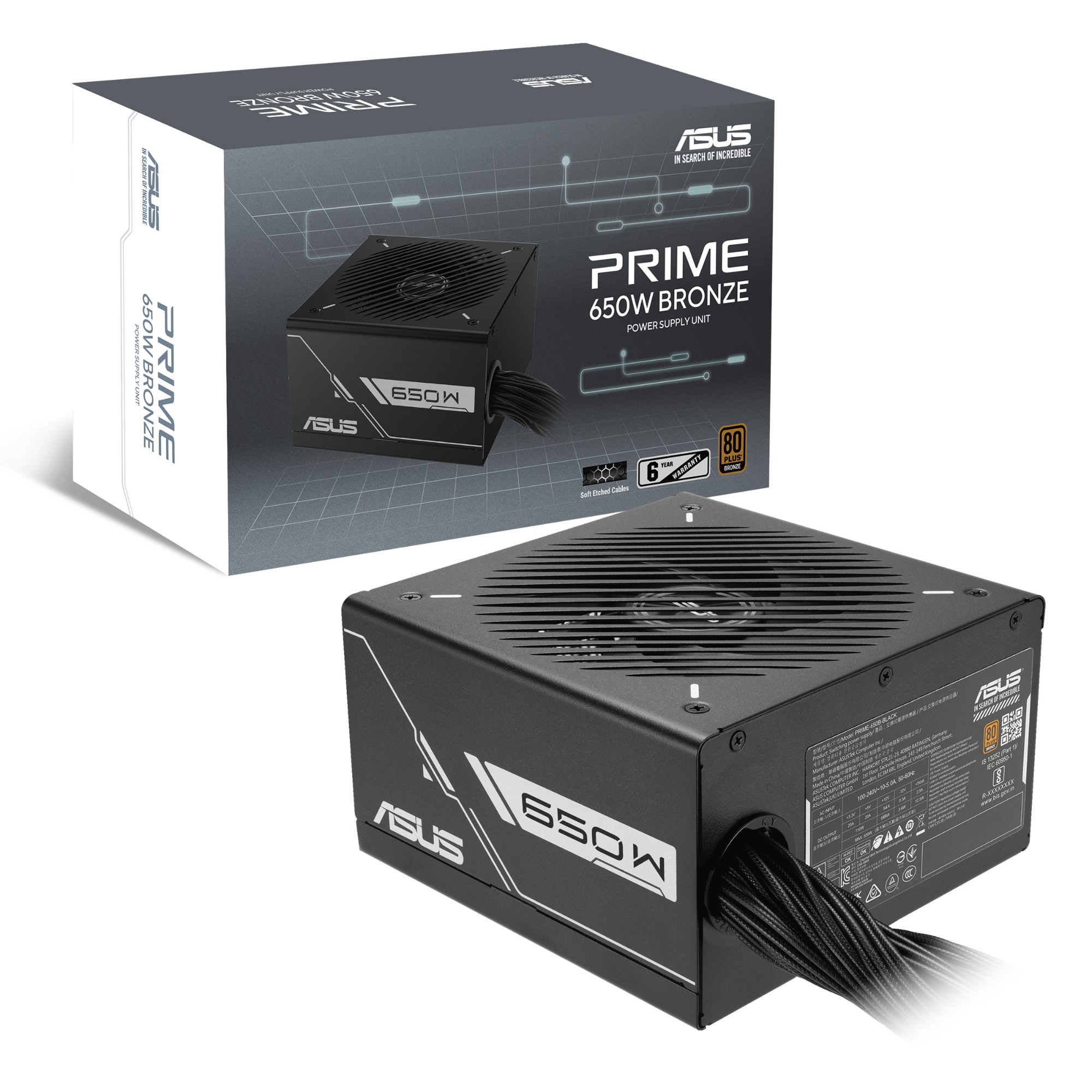 ASUS PRIME 650W ATX 80 Plus Bronze PSU Power Supply - Black